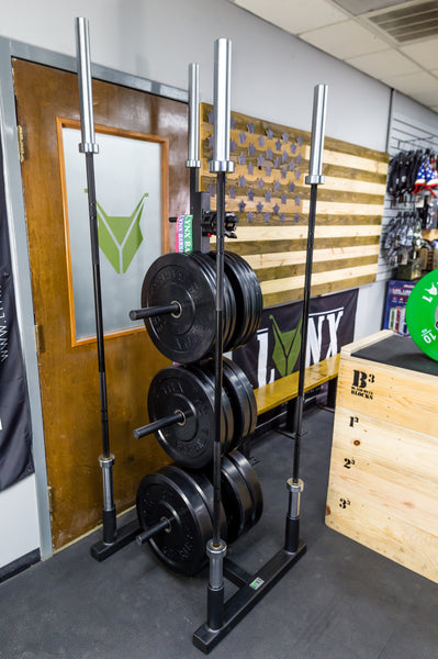 Vertical Plate Rack w Bar holders LYNX Barbell
